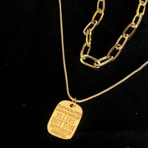Handmade Double Layered Gilt Letter Tag Chain Necklace